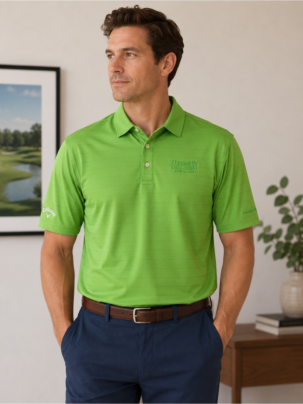 Callaway Men’s Performance Golf Polo Shirt – Bright Green Short Sleeve Polo